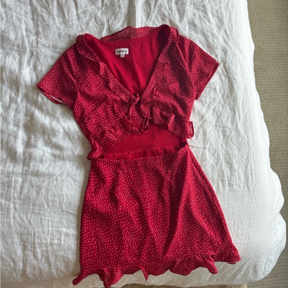 Super Down Mercy Polka Dot Dress in Red - Picture 2 of 7